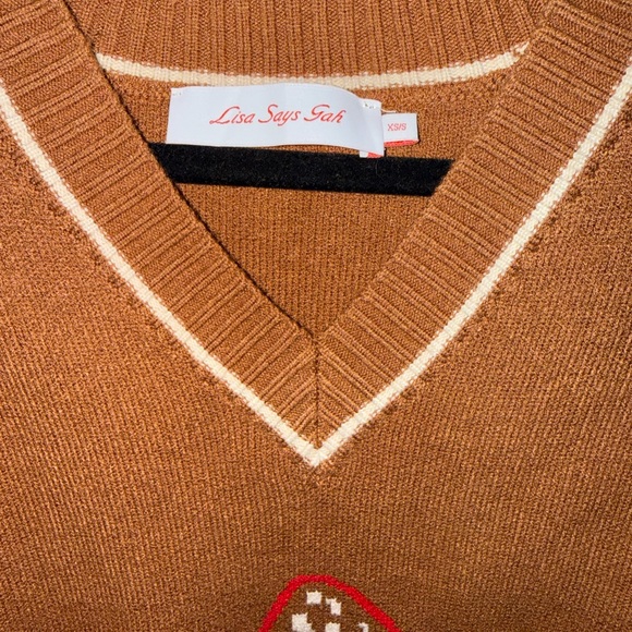 NWOT Lisa Says Gah Fangio mushroom Vest Sweater - Picture 4 of 5
